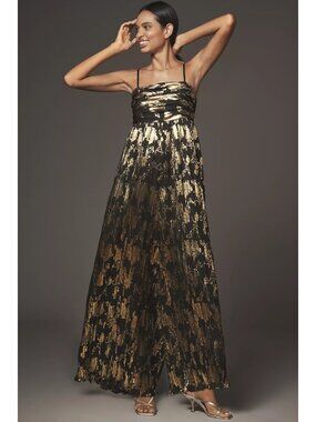 Hutch Mabel Foil Lurex Detail Pleated Jumpsuit M